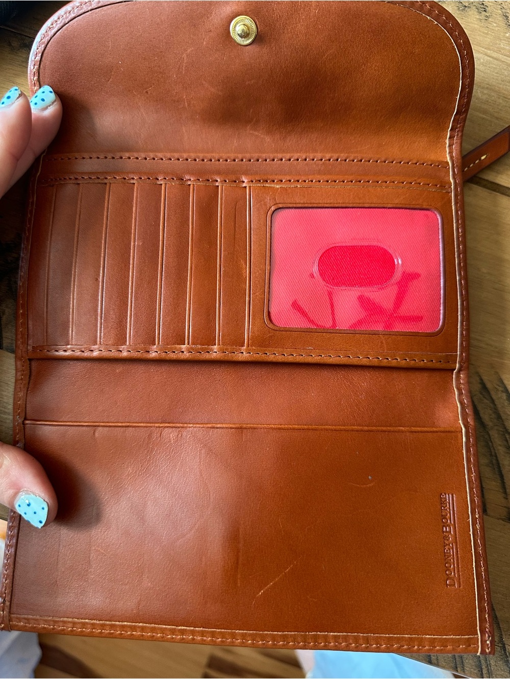 Dooney & Bourke Teal and Brown Miami Dolphins Continental Wallet - Picture 2 of 3